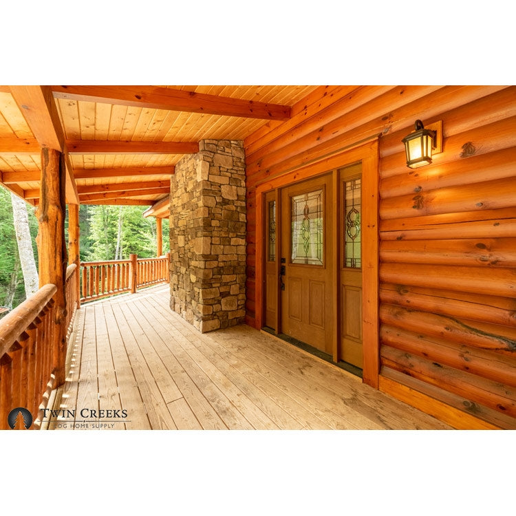 Installed 8x8 White Pine "D" Logs (Finished In Proluxe Log and Siding Natural Oak) 