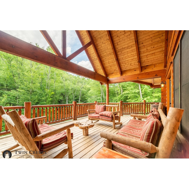 Northern White Cedar Log Railing Featuring Hand Peeled Profiles